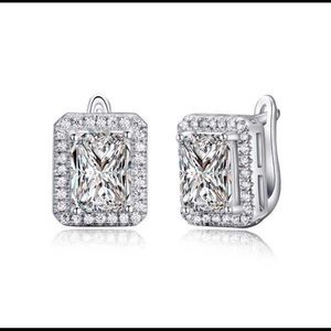 Cubic silver plated diamond earrings